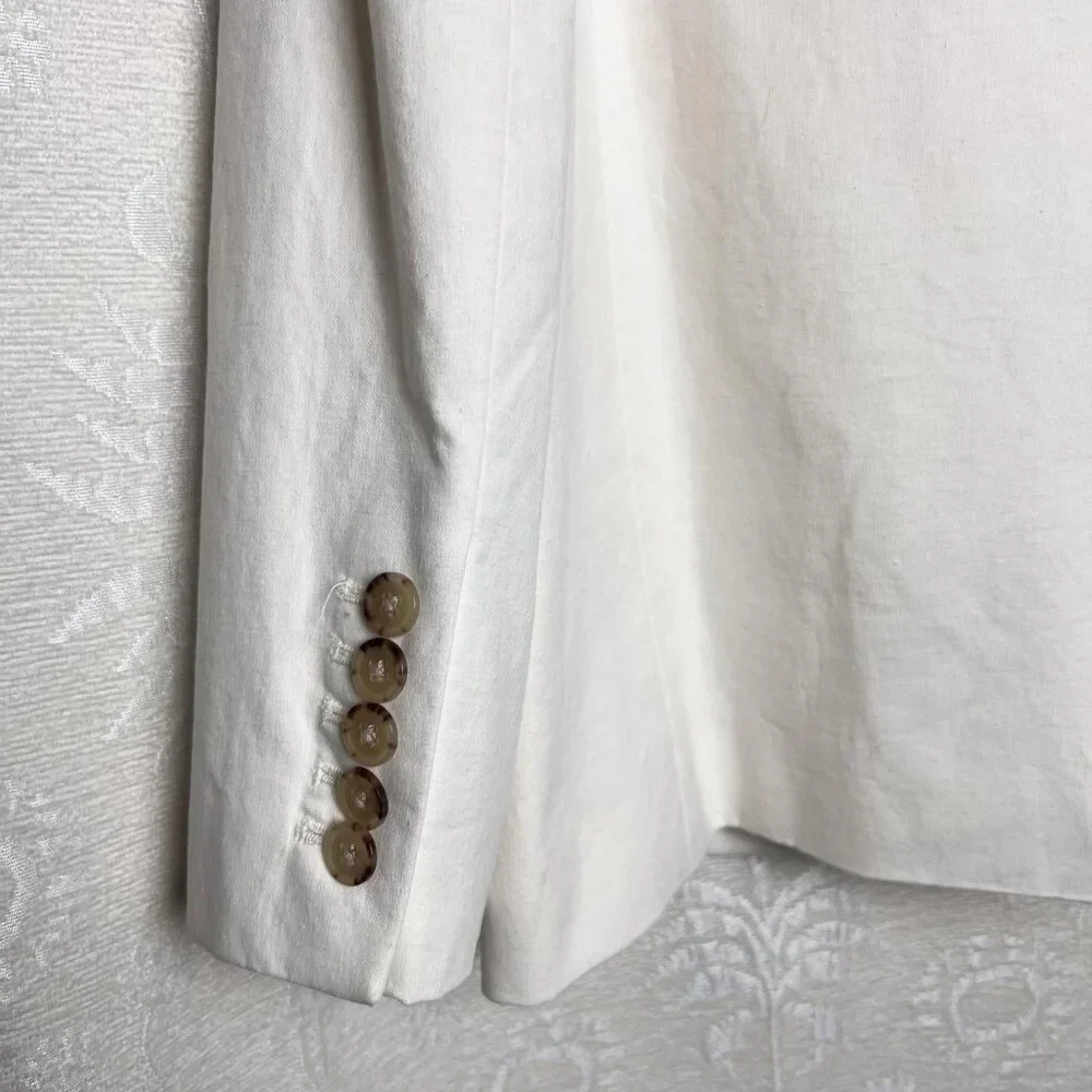 J. Crew relaxed patch-pocket blazer cotton linen oversized suit jacket white